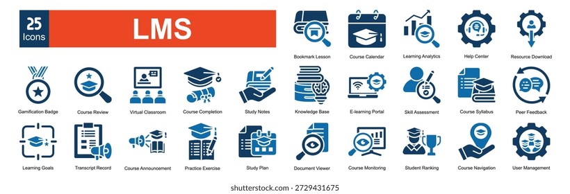 Conjuntos de colección de paquete de iconos LMS
