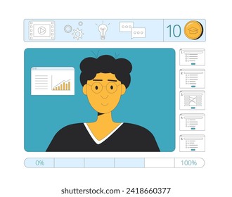 LMS. Instructional designer creating content in learning management system. Training and development online corporate course materials. Vector illustration.