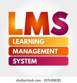 LMS - Learning Management System acronym, software application for the administration, documentation, tracking, reporting, automation, and delivery of educational courses, business concept background