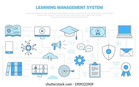 lms learning management system concept with icon set template banner with modern blue color style