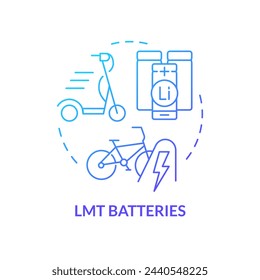 LMT batteries blue gradient concept icon. Portable consumer electronics. Advanced energy storage systems. Round shape line illustration. Abstract idea. Graphic design. Easy to use in brochure, booklet