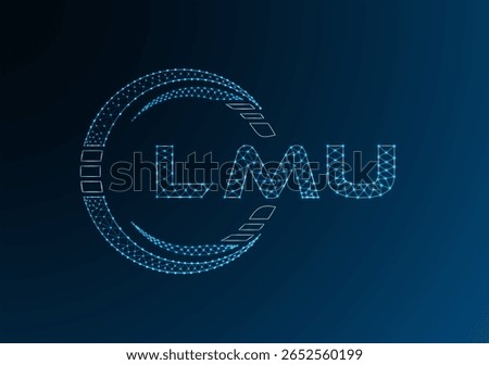 LMU low poly letter logo vector design. LMU lower poly logo design. Low poly logo.