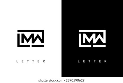 Diseño creativo del logo de la carta LMW. Diseño único de LMW