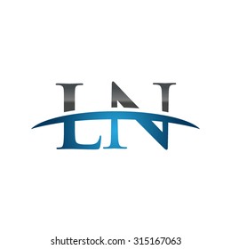 LN initial company blue swoosh logo