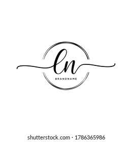 LN Initial handwriting logo vector