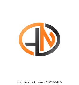 LN initial letters looping linked ellipse logo orange black