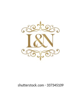 L&N Initial Logo. Ornament Ampersand Monogram Golden Logo