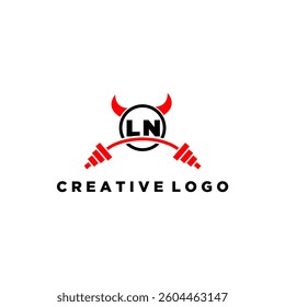 LN initial monogram for fitnes or gym logo with devil style design