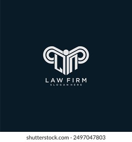 Bufete de abogados de logotipo de monograma inicial de LN con diseño de pilar