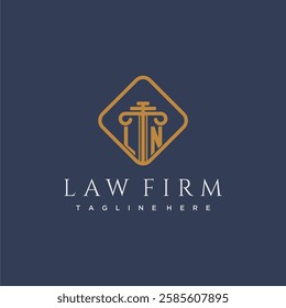 LN initial monogram logo for lawfirm with pillar in creative square design