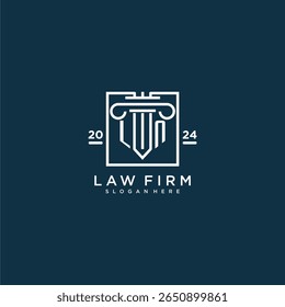 LN initial monogram logo for lawfirm with pillar design in creative square
