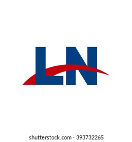 LN initial overlapping swoosh letter logo blue red