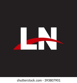 LN initial overlapping swoosh letter logo white red black background