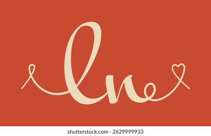 LN initial wedding monogram calligraphy vector illustration. Hand drawn lettering l and n love logo design for valentines day poster, greeting card, photo album, banner print or tattoo.