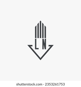 Ilustración del material del logotipo inmobiliario con iniciales LN. vector de logotipo