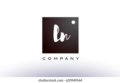 LN L N black white handwritten handwriting alphabet company letter logo square design template dot dots creative abstract