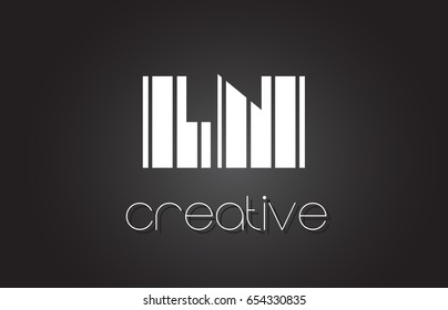 LN L N Creative Letter Logo Design With White and Black Lines.