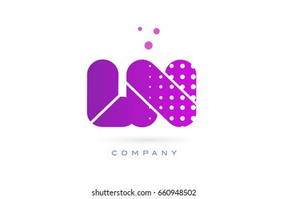 ln l n pink dots dotted letter logo alphabet creative company vector icon design template