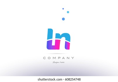 ln l n  pink purple blue white uppercase lowercase modern creative alphabet gradient company letter logo design vector icon template