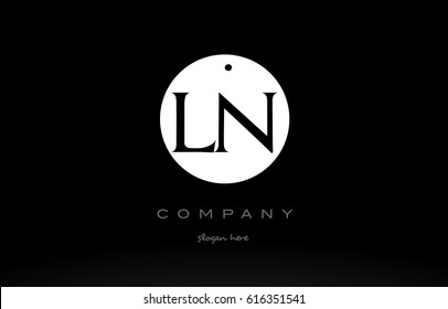 LN L N simple black white circle background alphabet company logo design vector icon template