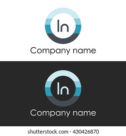 LN letter circle shape icon logo white blue