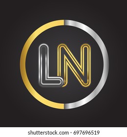 LN Letter logo in a circle. gold and silver colored. Vector design template elements for your business or company identity.
