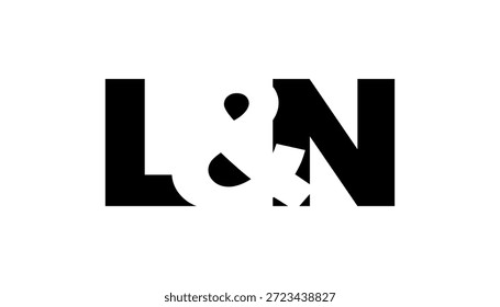 Diseño del logotipo de LN en estilo atrevido. Símbolo de identidad blanco y negro. Emblema de tipografía moderna. Icono de marca Corporativa. Mínima Plantilla de negocio.