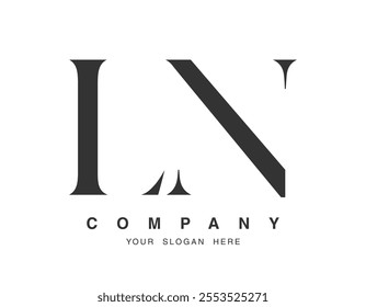 LN logo design. Initial letter l and n serif font style. Creative classic company name typography. Trendy logotype or identity. Vector illustration.