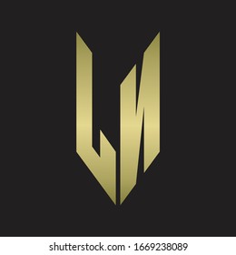 Monograma con logotipo LN con estilo emblemático aislado con colores dorados