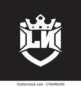 LN Logo monogram isolated with shield and crown design template