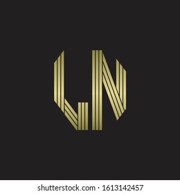 LN Logo monogram outline style linked isolated with gold colors