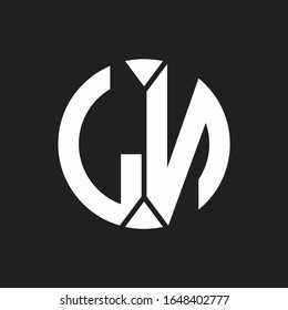 Monograma con logotipo LN en forma de cinta circular