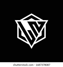 LN logo monogram with triangle and hexagon shape combination isolated on back and white colors