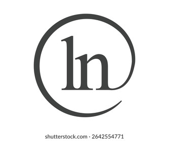 LN logo from two letter with circle shape email sign style. L and N round logotype of business company for brand identity.