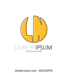 LN Logo. Vector Graphic Sphere Branding Letter Element. White Background