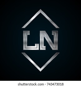 LN Monogram, Metal Logo, Silver Logo