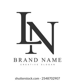 LN trendy logotype template. Initial letter l and n classic font style. Creative logo for company name or identity. Vector illustration.