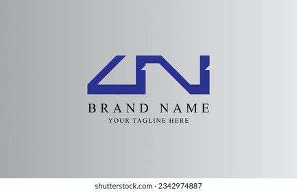 LN UN blue creative brand minimal logo designs with gray white background template