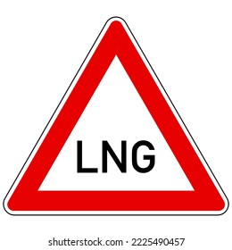 LNG and attention sign on white