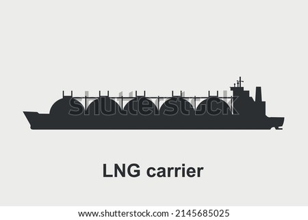 LNG carrier vector silhouette isolated on white background.