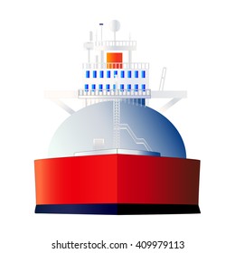 LNG, gas tanker. Front view. Isolated on white. Vector illustration. Flat style