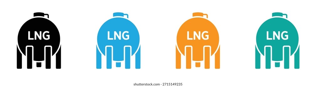 LNG icon. LNG tank and LNG storage vector illustrations. LNG terminal glyph vector icons set. 