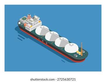 LNG ship. Simple flat illustration in isometric view.
