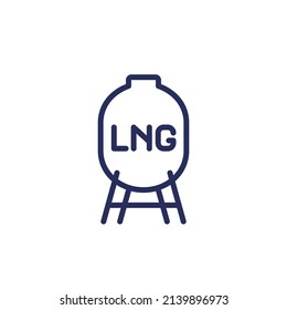 Lng Tank Icon, Industrial Gas Storage Line Vector