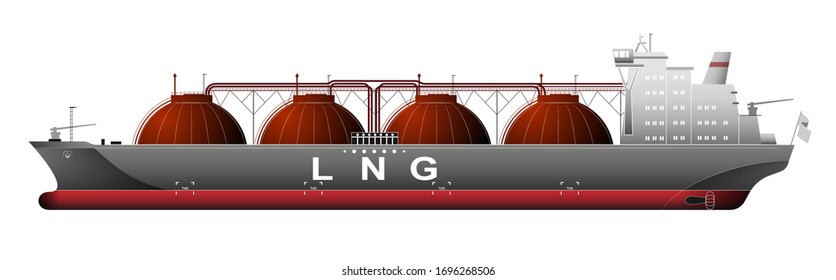 LNG tankers, gas carrier ships, isolated on grey, set of three, vector illustration