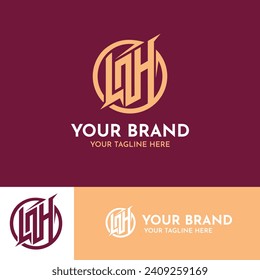 LNH or LZH Letter Initials, Modern Minimalist Monogram, Professional Branding Logo Design