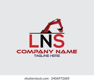 LNS Excavator construction logo design