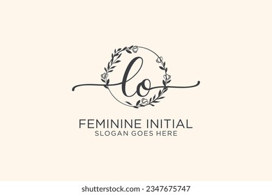 LO beauty monogram and elegant logo design handwriting logo of initial signature, wedding, fashion, floral and botanical with creative template.