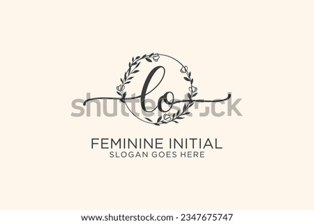 LO beauty monogram and elegant logo design handwriting logo of initial signature, wedding, fashion, floral and botanical with creative template.