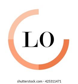LO business logo icon design template elements. Orange color vectors. Design identity in circle. Alphabet letter